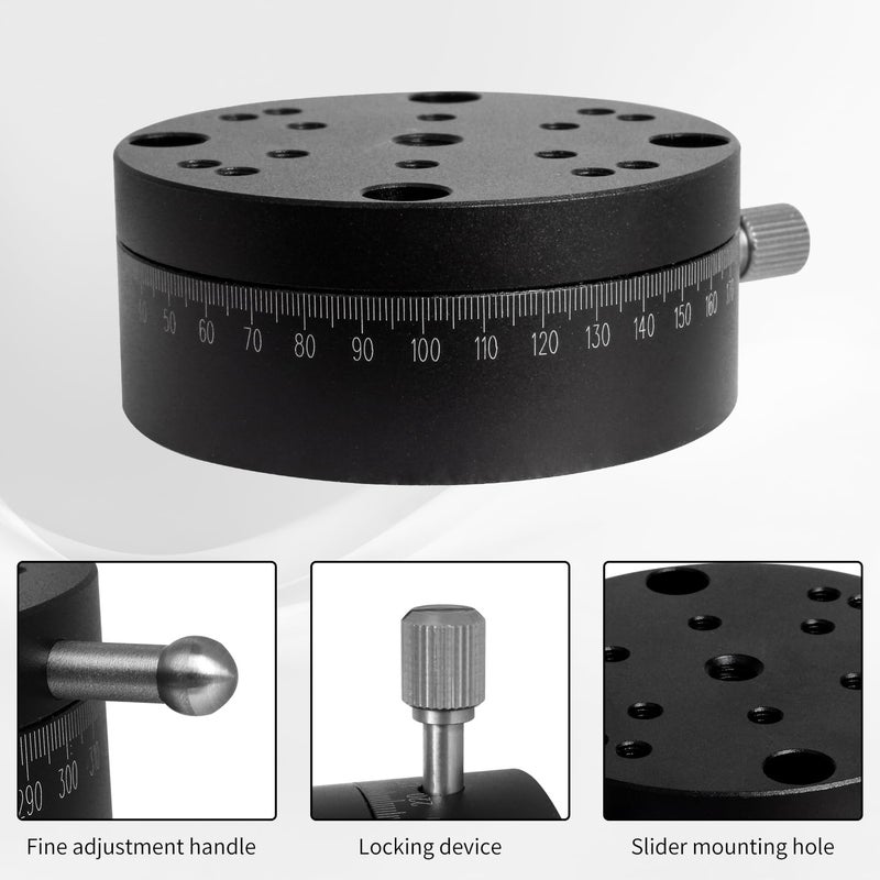 RATTMMOTOR Rotating Platform REG60 R Axis Rotary Sliding Table 360° Manual Rotation Stage Load 68.6N/7kgf High-Precision Angle Feed Indexing (Diameter 60mm) - Image 2